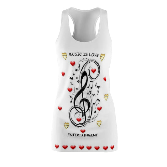 Music Is Love Racerback Dress — Women’s Musical Note Heart Print