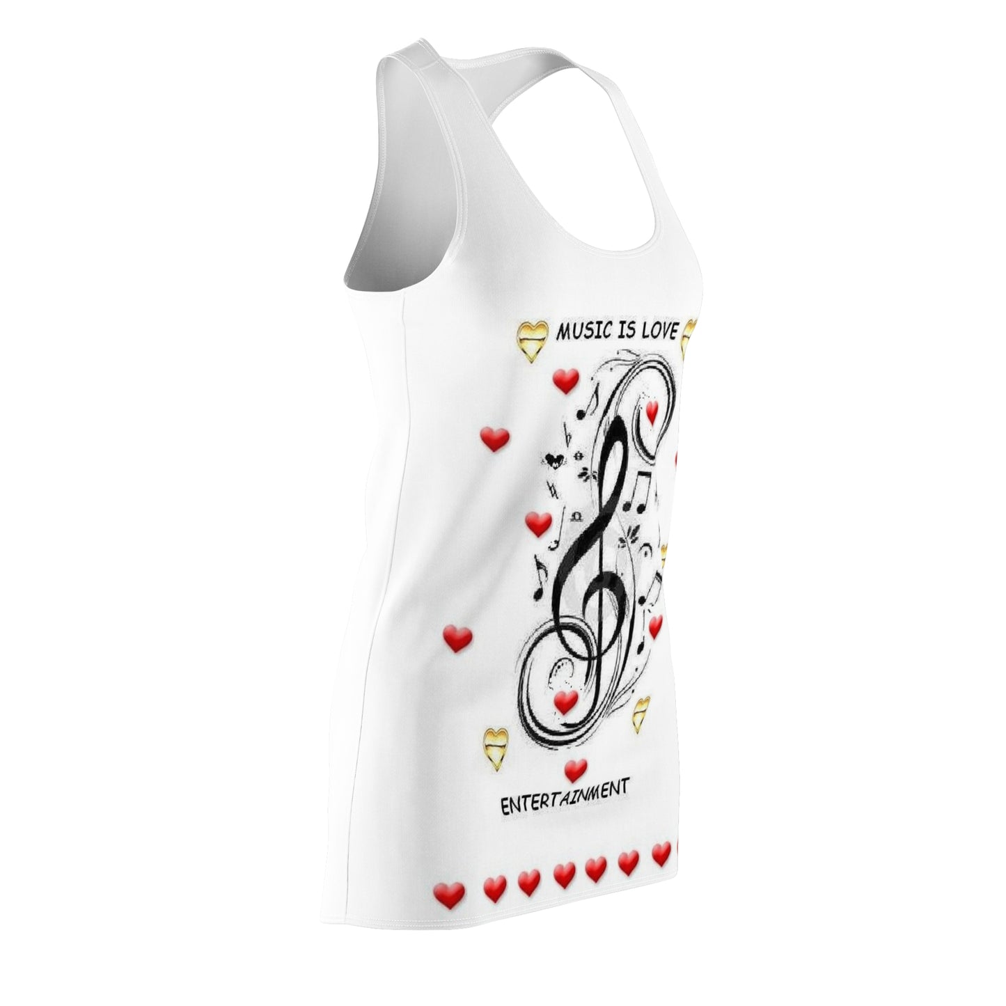 Music Is Love Racerback Dress — Women’s Musical Note Heart Print